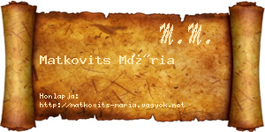 Matkovits Mária névjegykártya